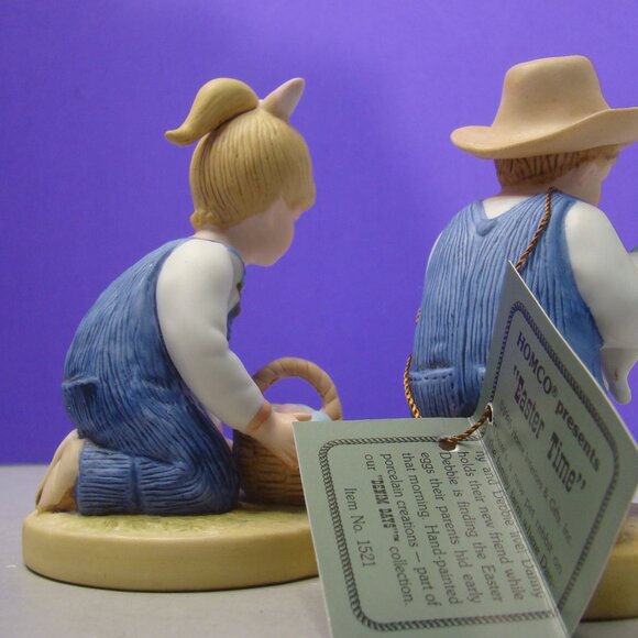 VNTG Set of 2 Denim Days Easter #1521 Home Interiors/Homco Ceramic Figurines EUC - Picture 11 of 16